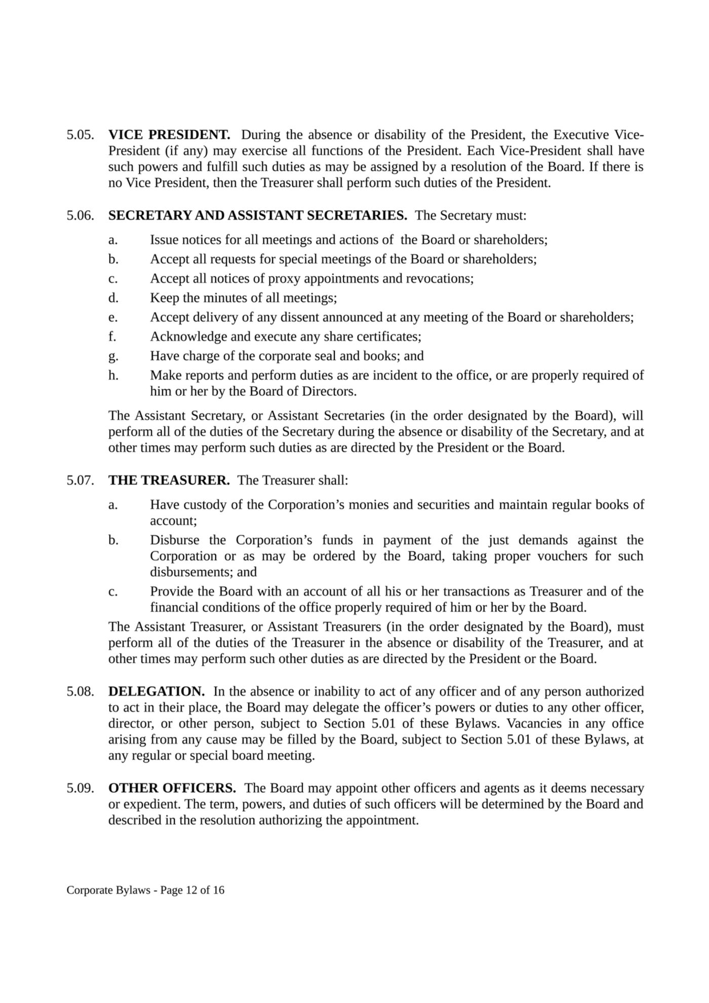 Corporate Bylaws - Page 12