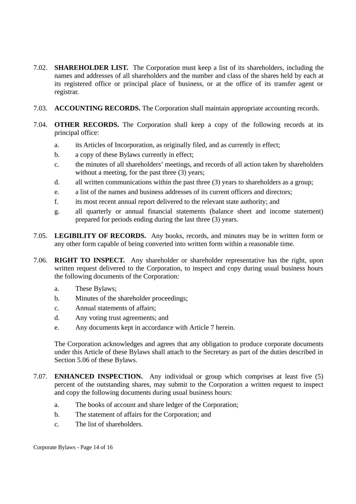 Corporate Bylaws - Page 14