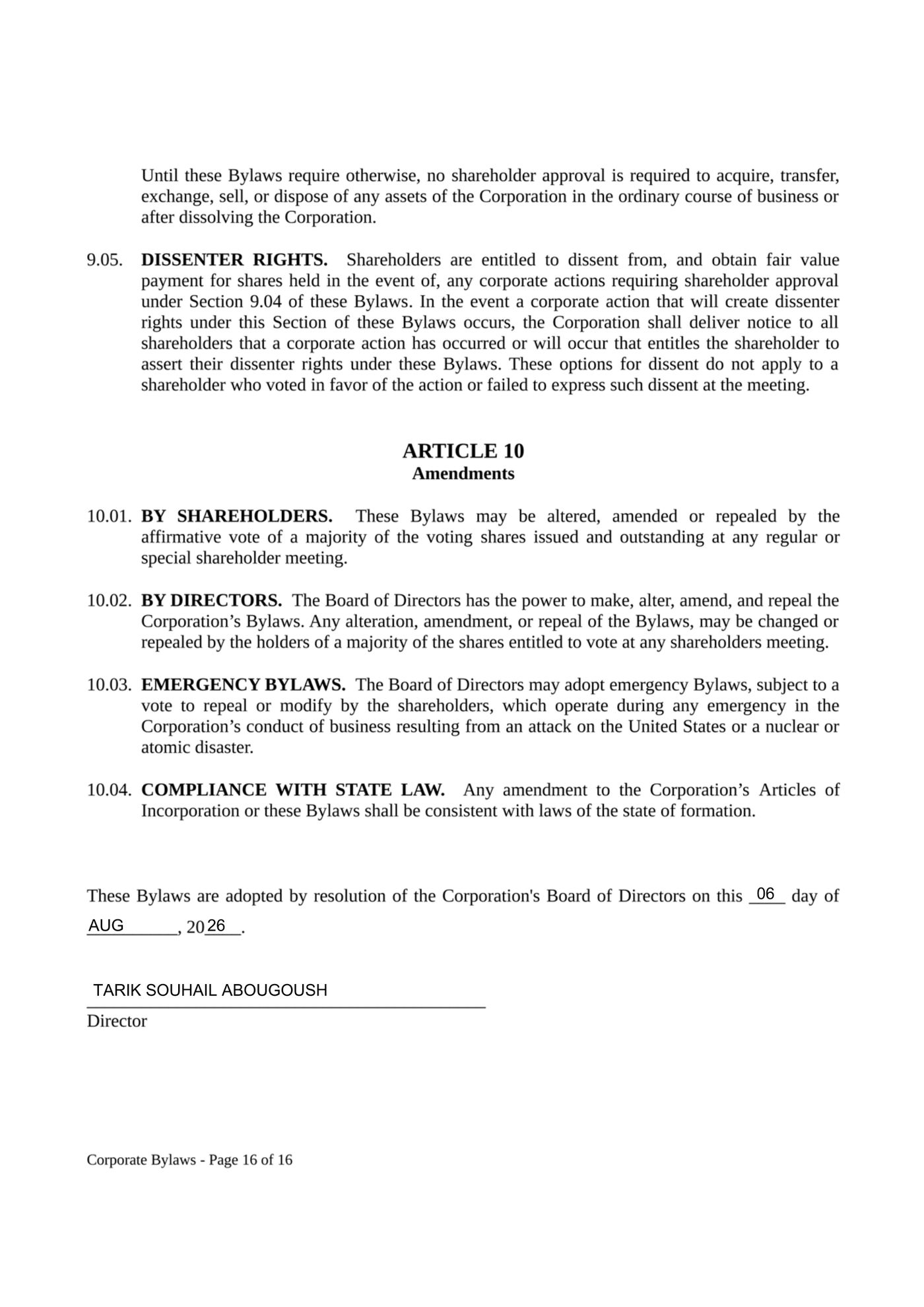 Corporate Bylaws - Page 16