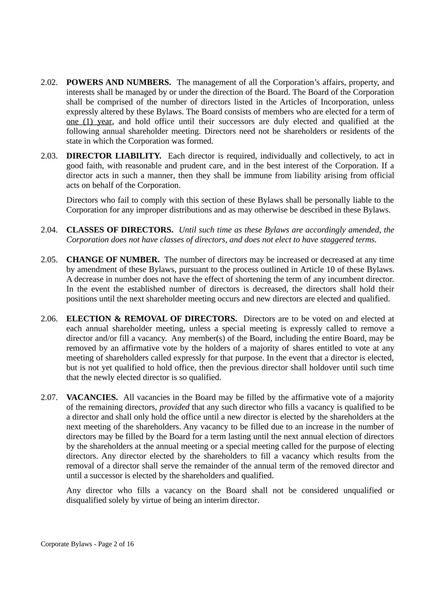 Corporate Bylaws - Page 2