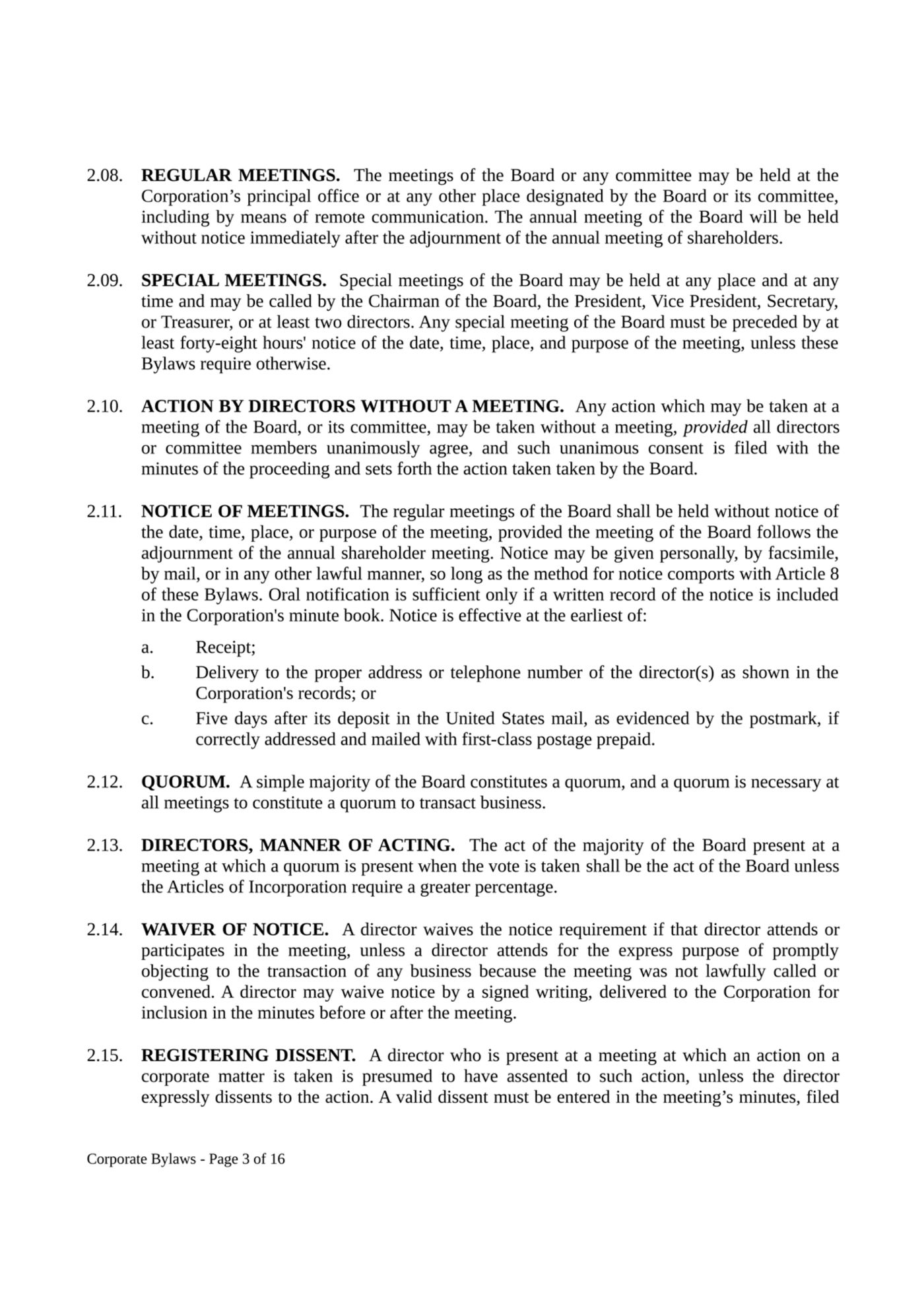 Corporate Bylaws - Page 3