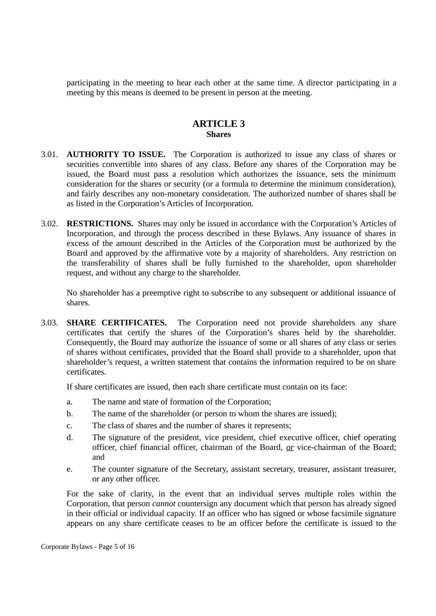 Corporate Bylaws - Page 5