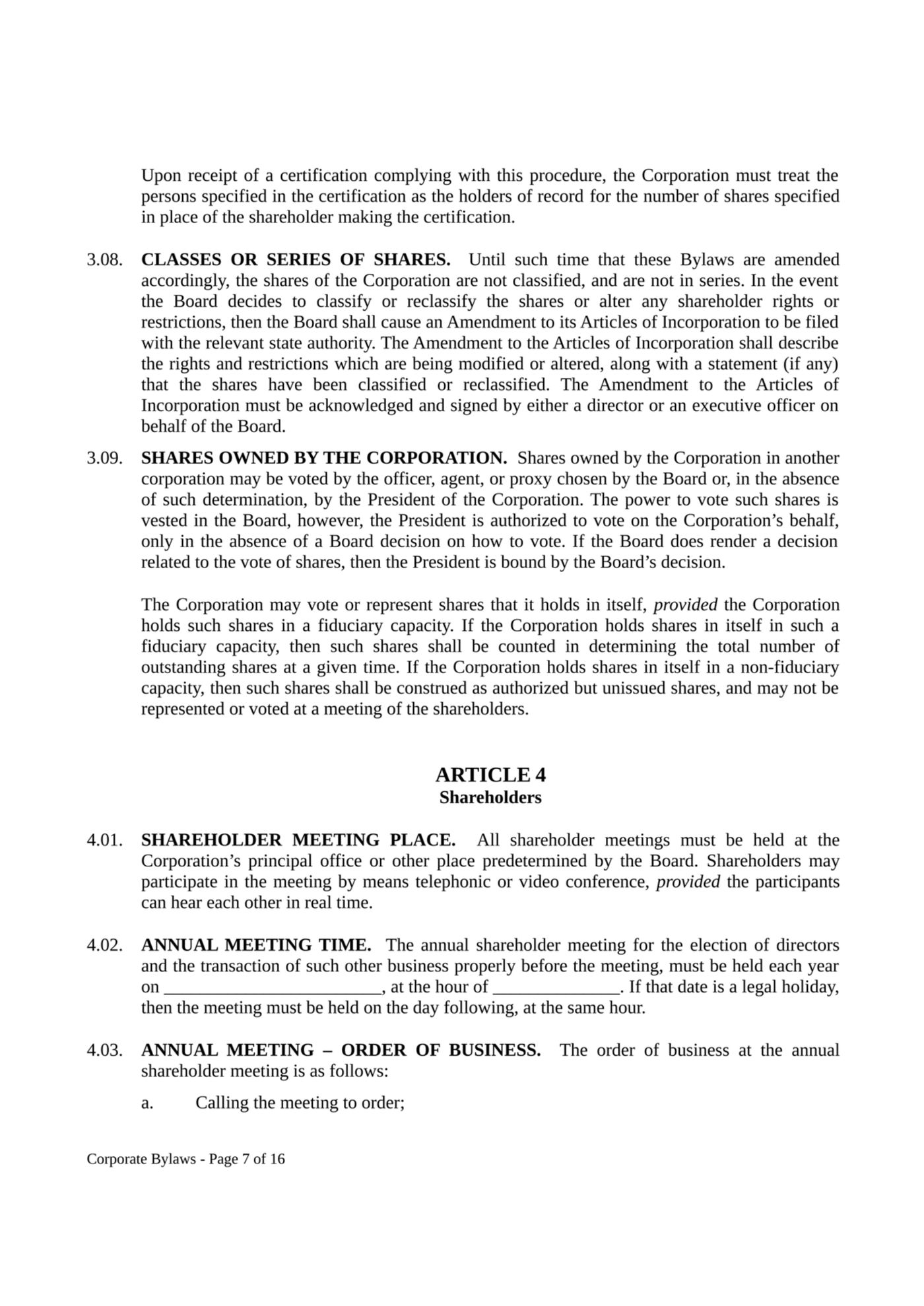 Corporate Bylaws - Page 7