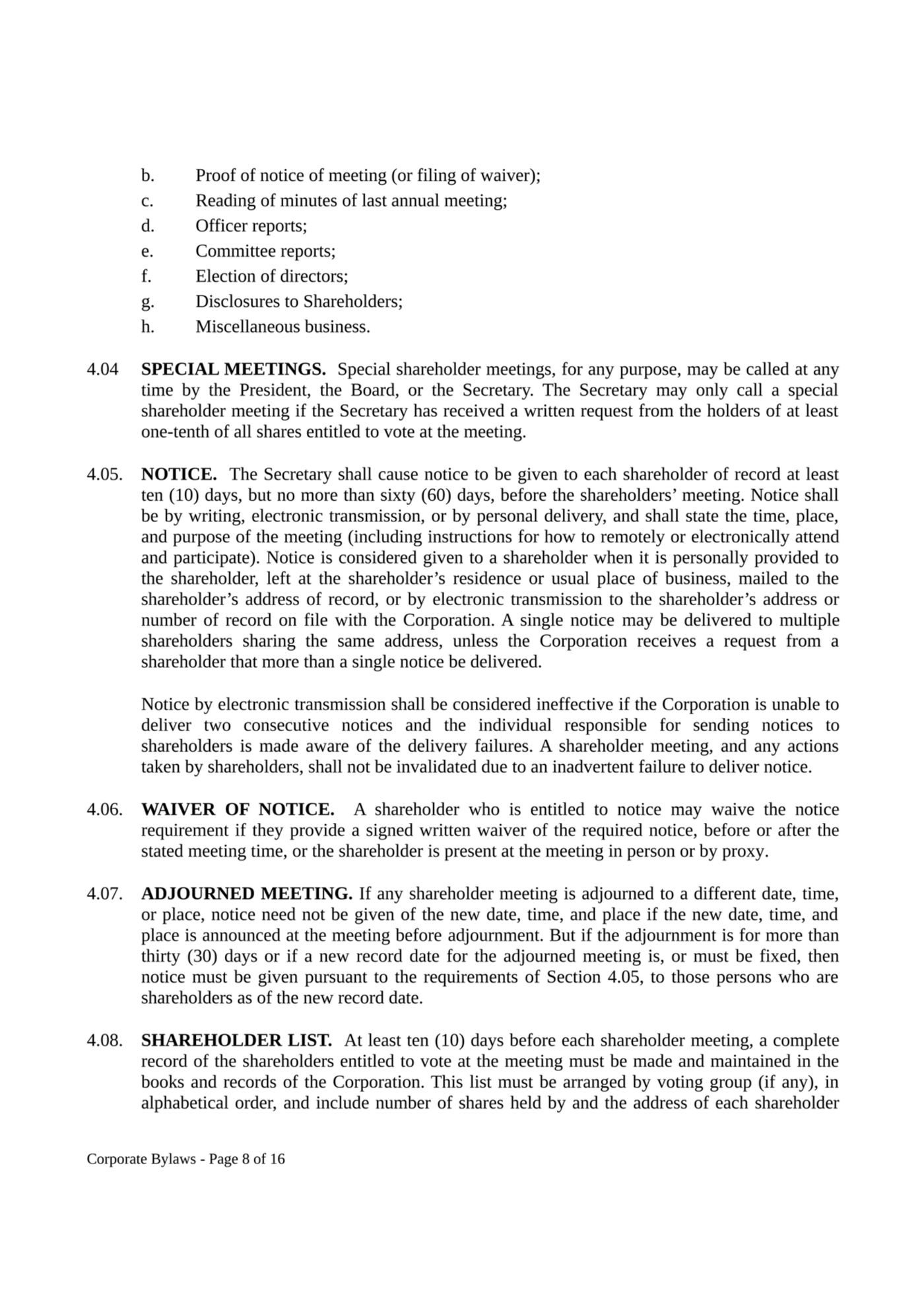 Corporate Bylaws - Page 8