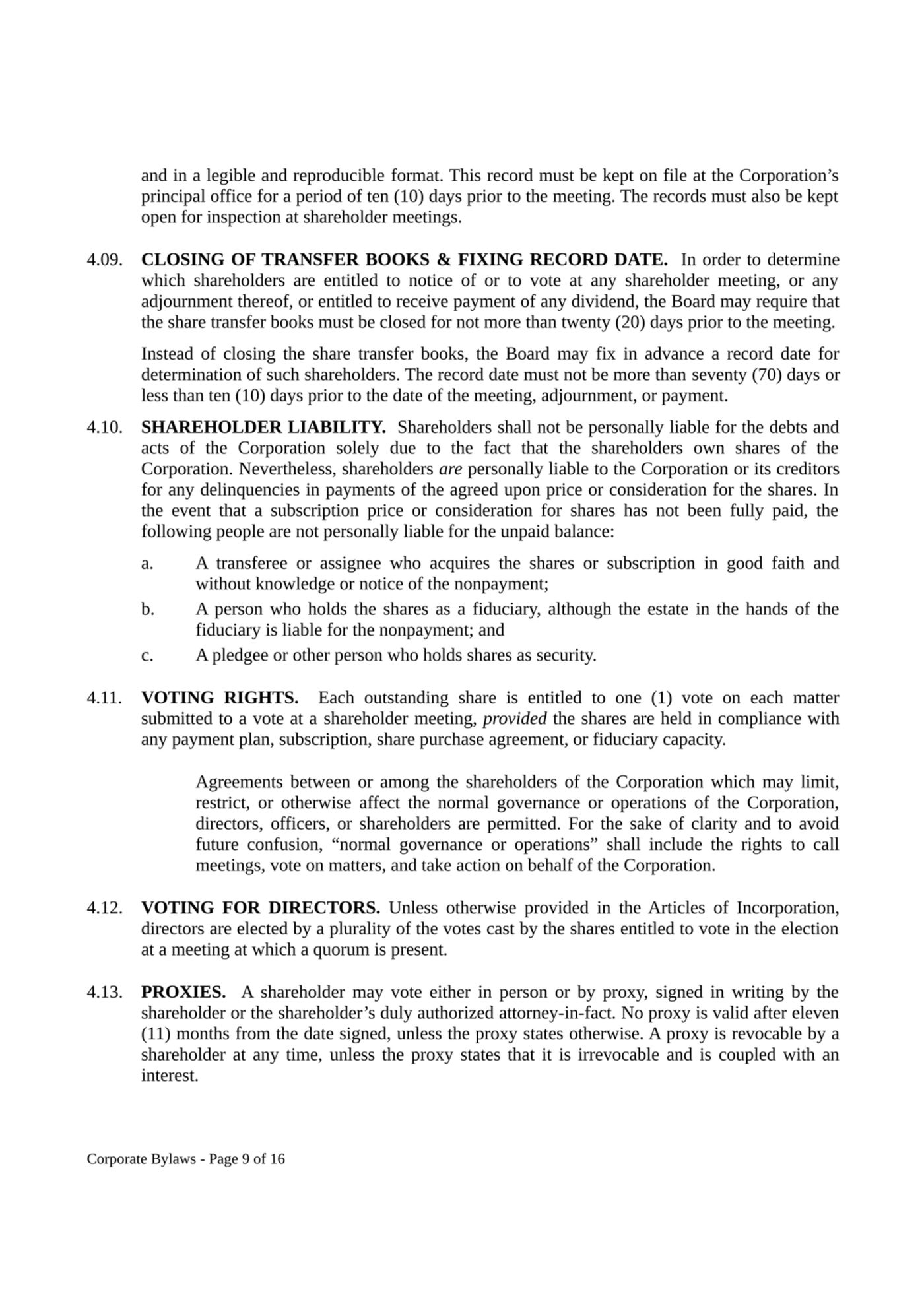 Corporate Bylaws - Page 9