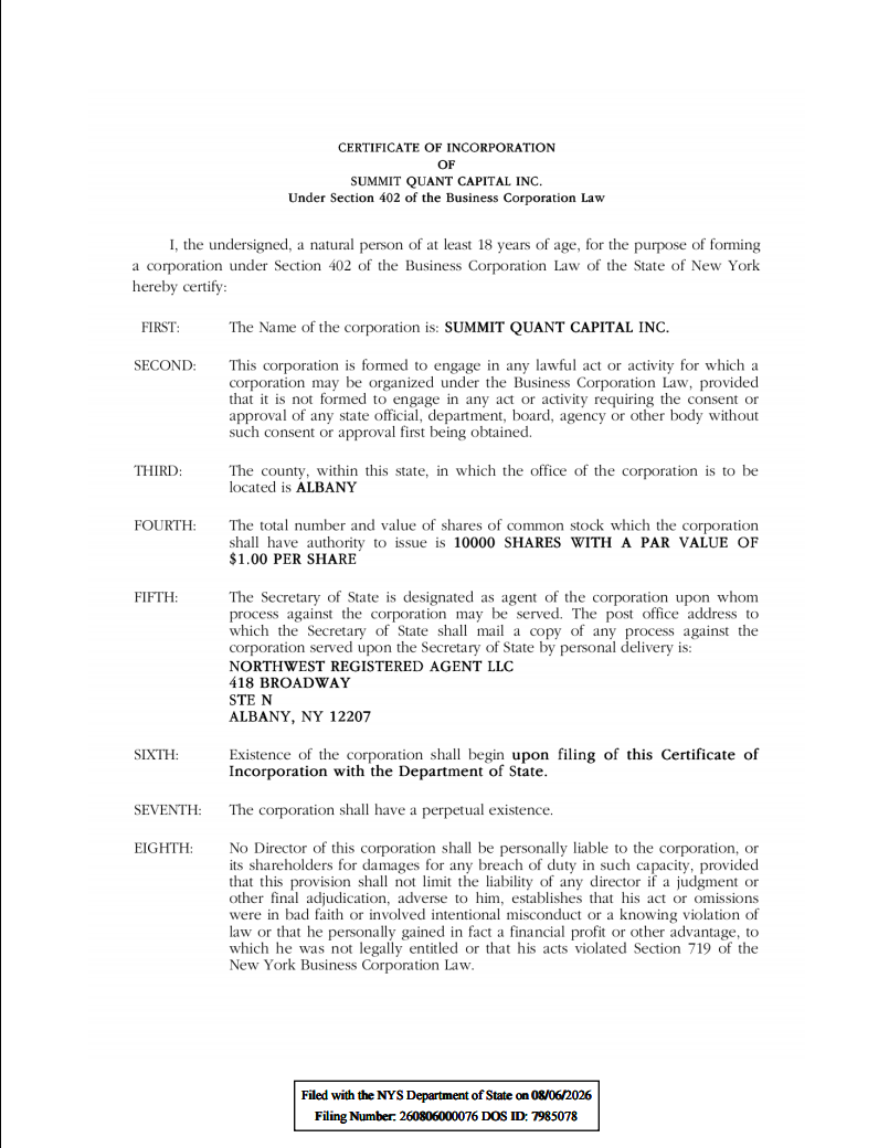 Corporate Secretary Card - Page 1